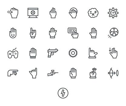 25 íconos para acción presentando 256x256 monitor Perfecto regular línea gráficos vector