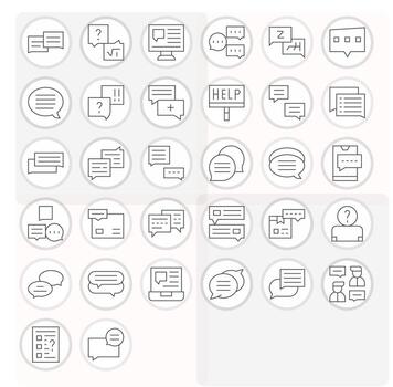32 Editable Icons themed around Support Ticket in 64x64 Thin Line format vector