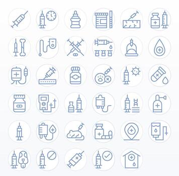 35 Regular Line Editable Icons tailored for Injection High Resolution interface vector
