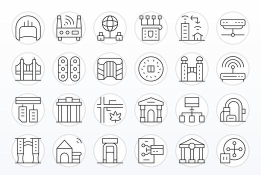 Gateway Graphics Pack including 24 Thin Line 256x256 Pixel Aligned Icons vector