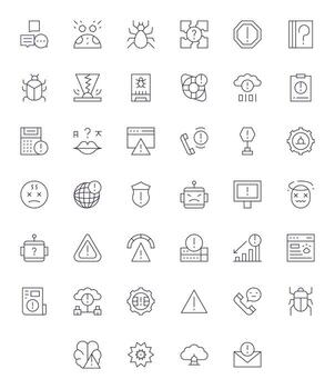 problema esencial conjunto incluso 40 monitor Perfecto Delgado línea 64 x 64 íconos vector