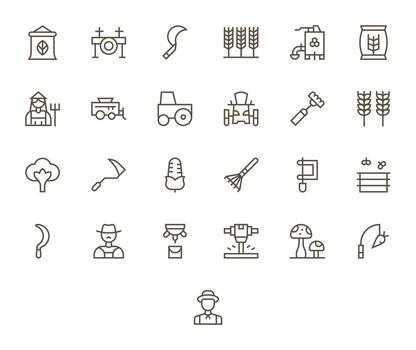 regular línea píxel alineado íconos desde cosecha conjunto con 25 alto resolución íconos vector