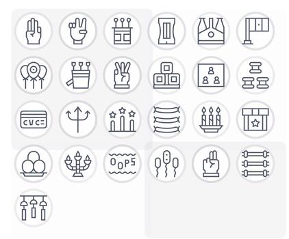 25 High Resolution Icons for Three with Pixel Aligned Regular Line clarity vector