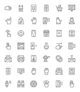 42 App Pixel Aligned Icons in High Resolution Regular Line Aesthetic vector