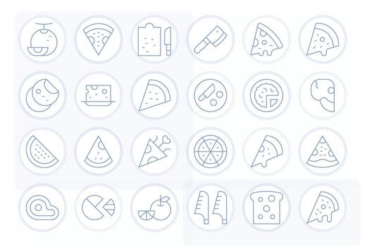 24 Thin Line Icons for Slice in crisp 128x128 Editable resolution vector