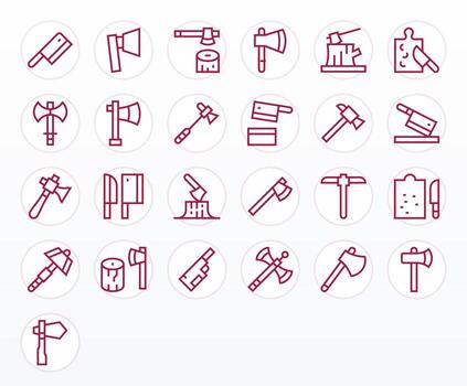 Chopping Icon Toolkit featuring 25 Pixel Aligned High Resolution Regular Line elements vector