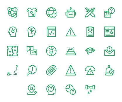 Problem Modern Collection with 28 Bold Line High Resolution Grid Fitted Icons vector