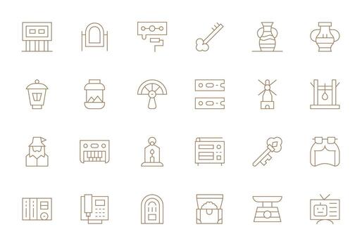 Old Graphics featuring 24 Thin Line Editable 256x256 Designs vector