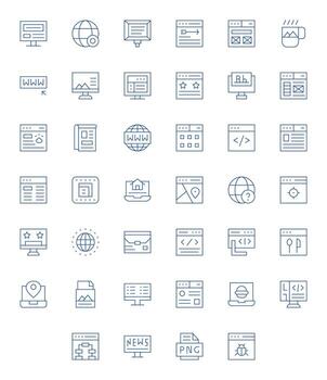 40 64x64 Thin Line Icons for Website with PIXEL Perfect precision vector