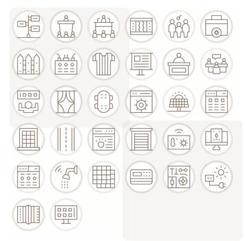 32 alto resolución Delgado línea íconos para panel con píxel alineado precisión vector