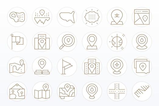 24 Delgado línea íconos desde geográfico en 256x256 monitor Perfecto calidad vector