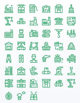 45 Bold Line Pixel Optimized Designs for Factory High Resolution Icons vector