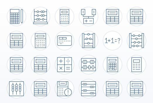 Arithmetic Scalable Set featuring 24 Detail Enhanced Thin Line Retina Ready Icons vector