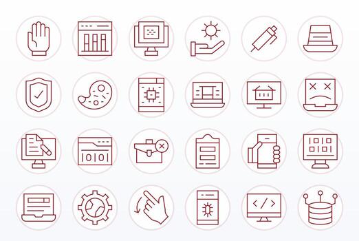 24 Thin Line Icons from Application in High Resolution Editable Quality vector