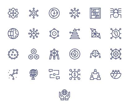 25 Regular Line Editable High Resolution Icons from Interconnected Suite vector