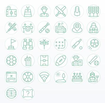 Field 256x256 Icon Pack with 32 Thin Line Editable Elements vector