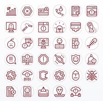 35 Regular Line Icons from Error in 256x256 Pixel Optimized Quality vector