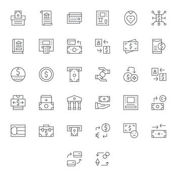 retirada completar paquete con 32 128x128 Delgado línea píxel alineado íconos vector