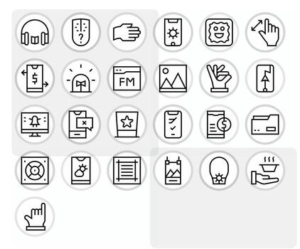 App Icon Library with 25 Regular Line 256x256 Grid Fitted Designs vector