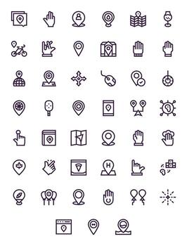 45 Bold Line Icons for Point in crisp 64x64 Pixel Optimized resolution vector