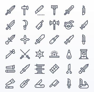 36 Bold Line Pixel Aligned Icons crafted for Blade High Resolution applications vector
