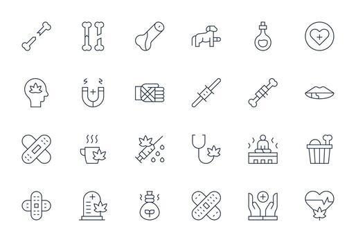 24 Thin Line Pixel Optimized Icons tailored for Healing High Resolution interface vector