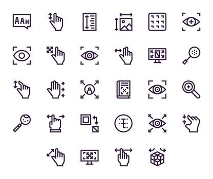 28 negrita línea monitor Perfecto íconos a la medida para agrandar 256x256 interfaz vector