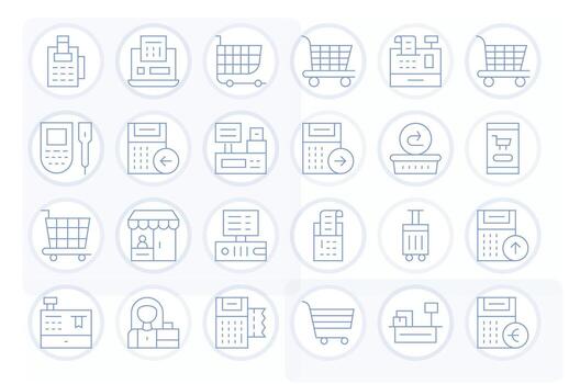 24 Thin Line Detail Enhanced Icons crafted for Checkout 128x128 applications vector