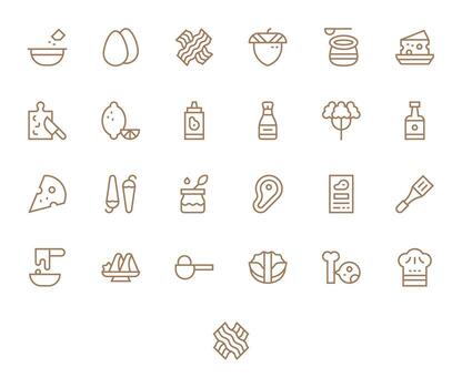 Ingredient Professional Set with 25 Regular Line Display Perfect Retina Ready Icons vector