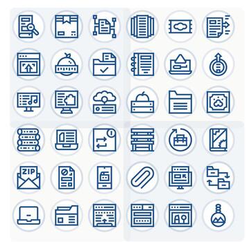 36 Bold Line Display Perfect Icons tailored for File Management Retina Ready interface vector