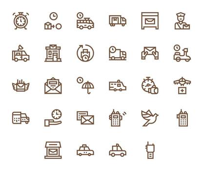 Dispatch Comprehensive Bundle with 28 Pixel Optimized Bold Line High Resolution Icons vector