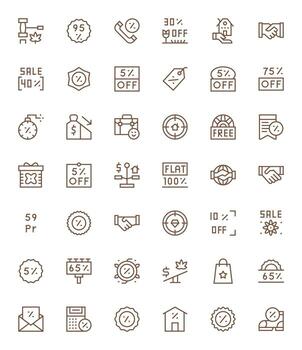 42 Icons for Deal optimized in Pixel Optimized High Resolution Regular Line resolution vector