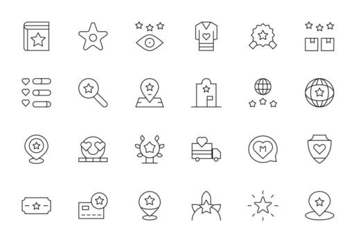 24 Thin Line Icons from Recommended in 256x256 Detail Enhanced Quality vector