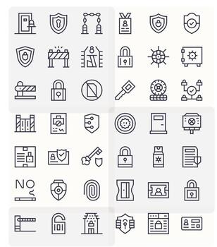 Access Control Detail Enhanced Set with 42 256x256 Regular Line Icons vector