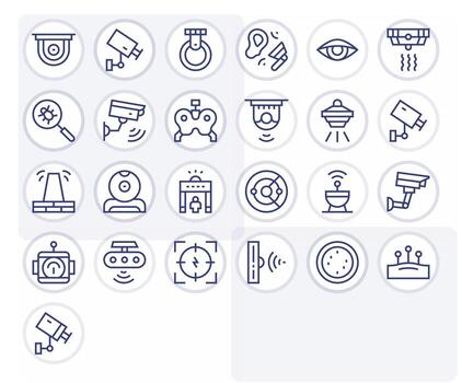 Detection Ultimate Package with 25 128x128 Regular Line Editable Icons vector
