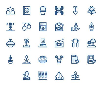 Growing Grid Fitted Set with 28 High Resolution Bold Line Icons vector