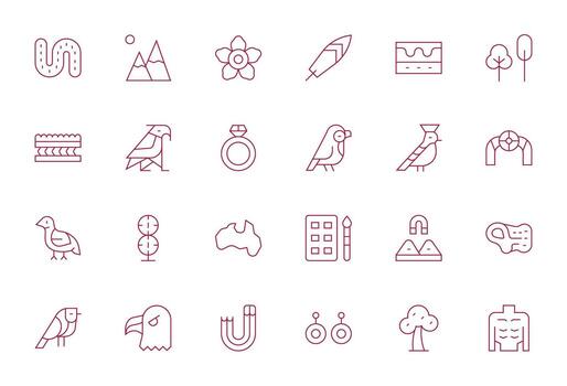 contorno gráficos paquete incluso 24 Delgado línea alto resolución cuadrícula equipado íconos vector