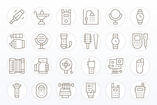 Handheld Essential Set including 24 Editable Thin Line High Resolution Icons vector