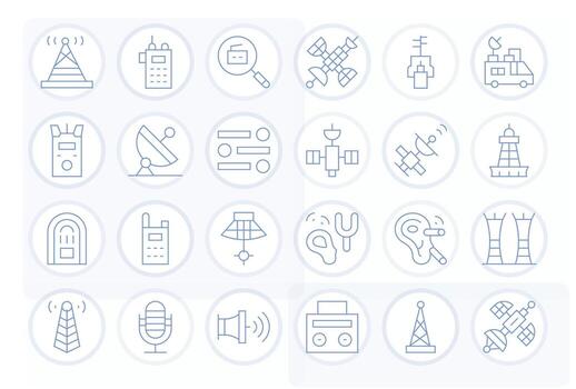 24 Thin Line Icons designed for Radio in 64x64 Editable format vector