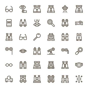 Optical Icon Library with 36 Bold Line 256x256 Pixel Optimized Designs vector