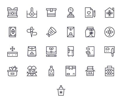25 Regular Line Pixel Aligned Icons crafted for Preservation 256x256 applications vector