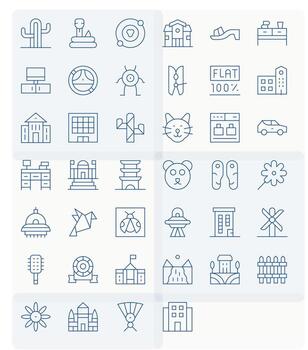 40 Thin Line Display Perfect 256x256 Icons from Flat Suite vector