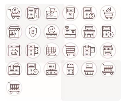 25 Icons for Checkout optimized in Grid Fitted Retina Ready Regular Line resolution vector