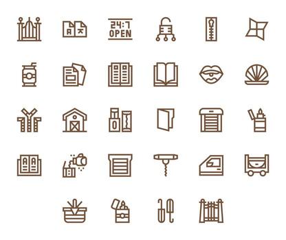 28 negrita línea íconos desde abierto en 256x256 píxel Perfecto calidad vector