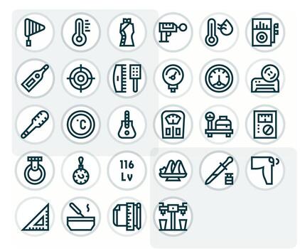28 256x256 Bold Line Icons optimized for Measurement Editable display vector