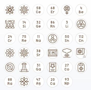 35 Retina Ready Regular Line Pixel Optimized Icons for Atomic Projects vector