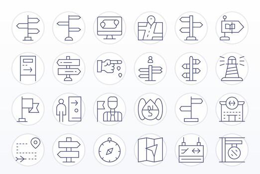 24 256x256 Icons for Wayfinding in Editable Thin Line Format vector