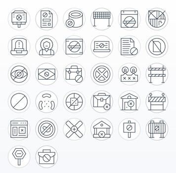 Thin Line Pixel Aligned Icons from No Access Set with 32 High Resolution Icons vector