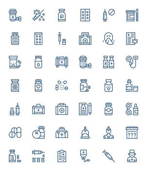 42 Regular Line Editable Icons crafted for Medication High Resolution applications vector