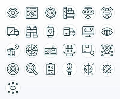 25 regular línea píxel alineado íconos para rastreo gráficos vector